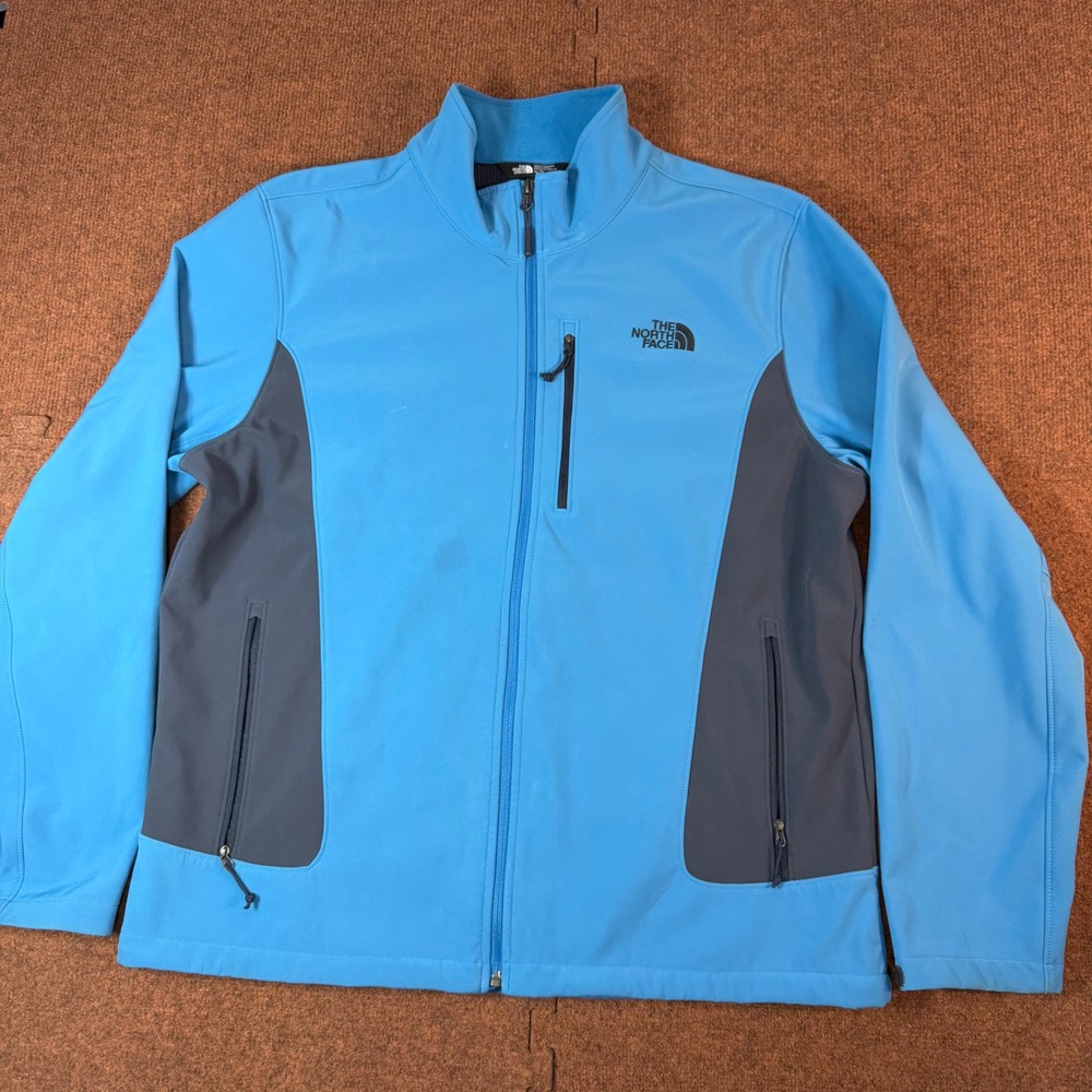 The North Face Apex Bionic Softshell Jacket Mens XL Blue Gray Windproof Full Zip